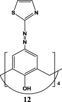 The structure of p‐(2‐thiazolazo)calix[4]arene (Kumar, 2012).