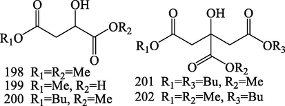 Structures of fatty acids (198–202).