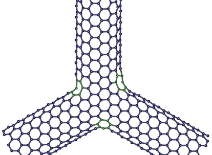 A symmetrical uncapped single-walled armchair carbon nanotubes Y-junction.