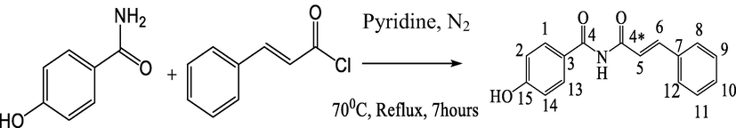 Synthesis of N-(4-hydroxybenzoyl)-cinnamoylimide derivative) (A).