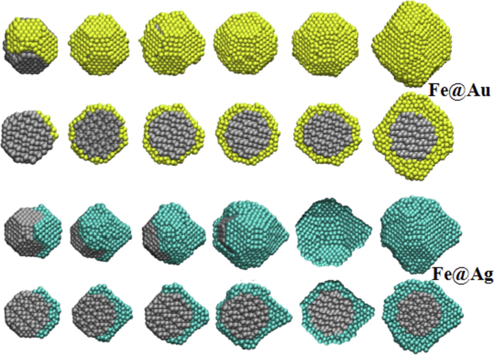 Selected configurations of the Fe-Ag nanoparticles.