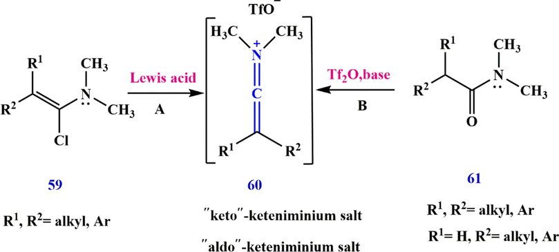 Synthesize keteniminium salt 60.