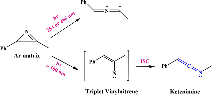 Cleavage of 3-methyl-2-phenyl-2H-azirine.