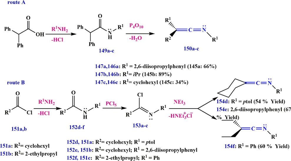 Synthesize ketenimines 150 and 154.