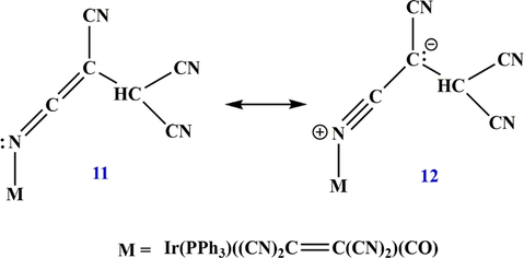 Resonance structures of the metal complex ketenimine.