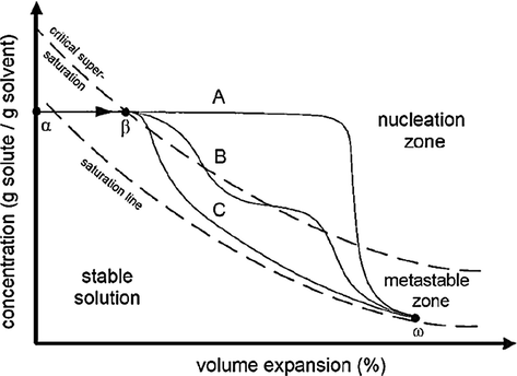 A conceptual model for describing the nucleation and growth mechanism of the GAS process (Muller et al., 2000).