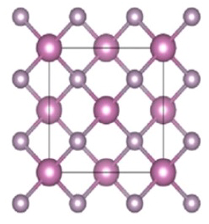 Crystal structure of indium phosphide (InP).