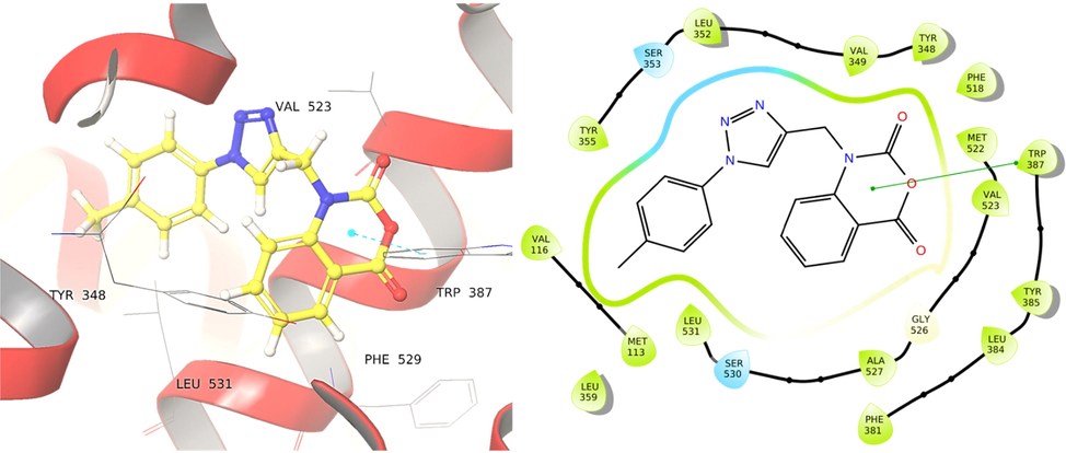 Binding of compound 4b to into the cavity of Human COX-2 enzyme (PDB ID: 1PXX).