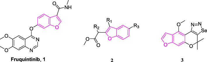 The compounds containing benzofuran scaffold.