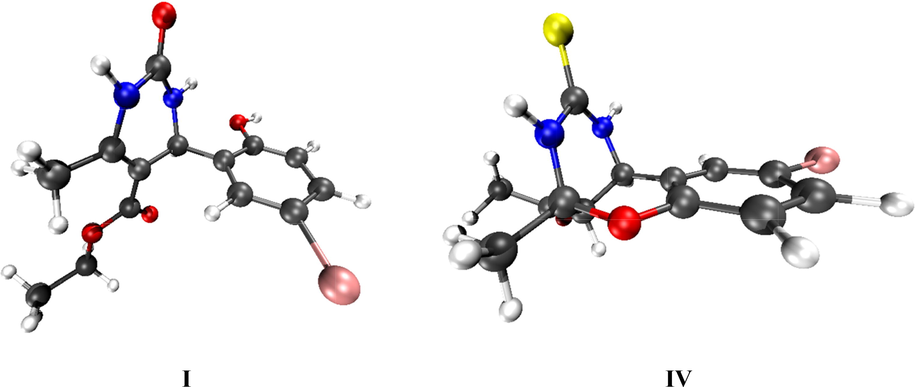 Optimized geometries of I and IV compounds at B3LYP/6-31G(d,p) level of theory.