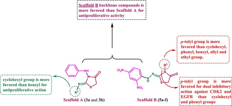 SAR analysis of compounds 5a-f and 3a,b.