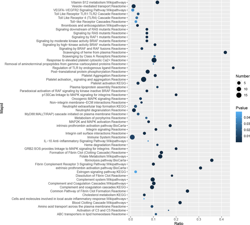 Bubble maps of the joint pathway analysis.