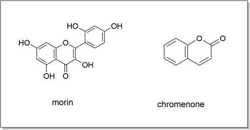 chemical structure of morin and chromenone.