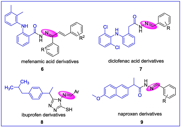 NSAIDs derived hydrazones as anti-inflammatory agents.