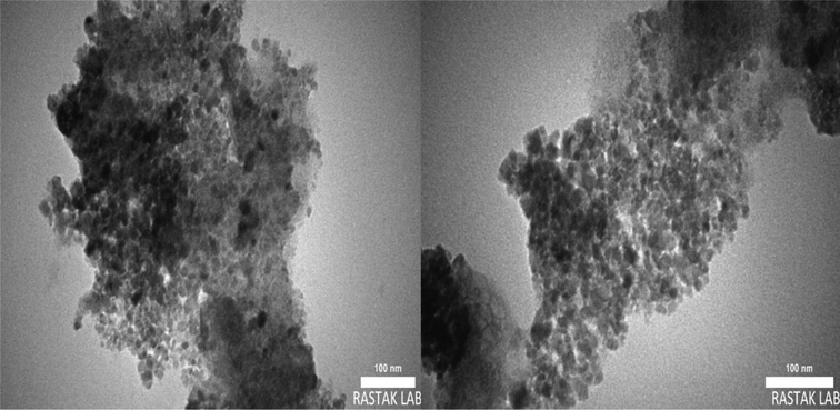 TEM images of the Fe3O4/MPC-[IL] nanocatalyst.