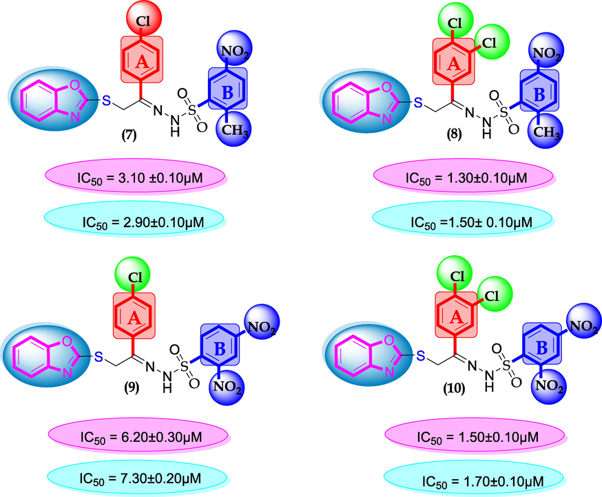 SAR for compounds 7, 8, 9 and 10.