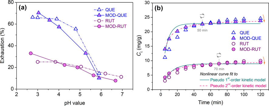Adsorption of modified flavonoids to silk: (a) pH impact, (b) adsorption kinetics, and (c) building up property.