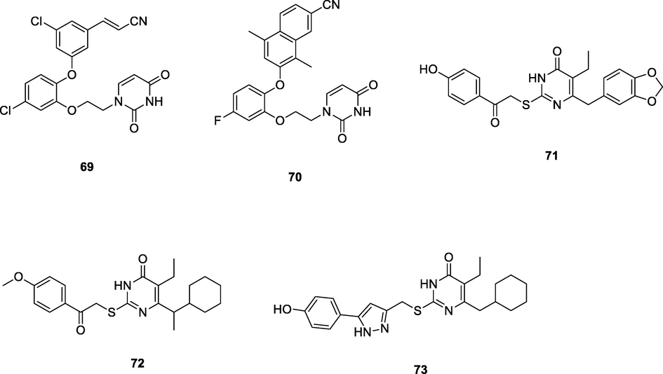 Chemical structure of pyrimidine derivatives 69–73.
