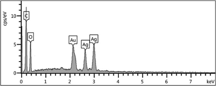 EDX spectrum of the Pectin/Ag NPs.