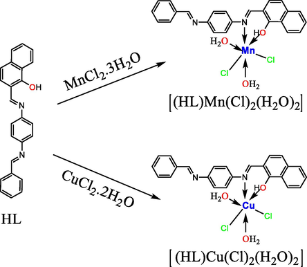 Preparation of the metallic complexes in ligand-to-metal(L. M) ratios of 1:1.