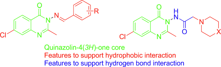 Designed quinazolin-4(3H)-one with different structural features.