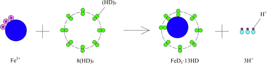 Schematic diagram of the extraction of Fe3+ with D2EHPA.