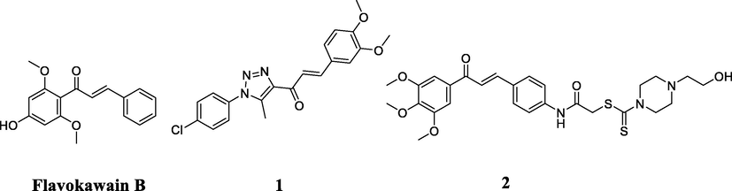 Structures of reported chalcones with anticancer activity via regulating ROS levels.