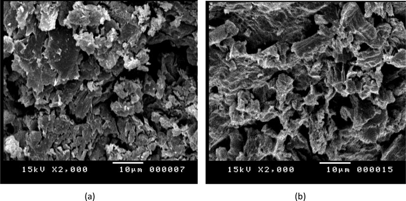 Microphotographs of Free GO-GCE (a) and GO-GCE of LNG layers (b) at one degree of magnification.
