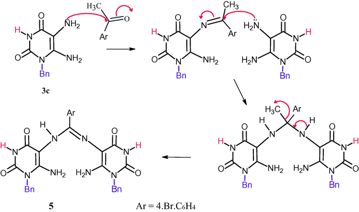 Mechanistic pathway for the formation of compound 5.