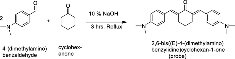 Chemical structure of [(2E,6E)-2,6-bis(4-(dimethylamino)benzylidene) cyclohexanone].