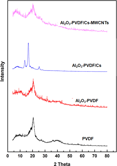 XRD patterns of the different composite membranes.