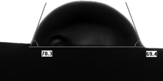 Contact angle of oil droplets on core surface before wetting and modification, “water-oil-solid” Average contact angle = 69.9°.