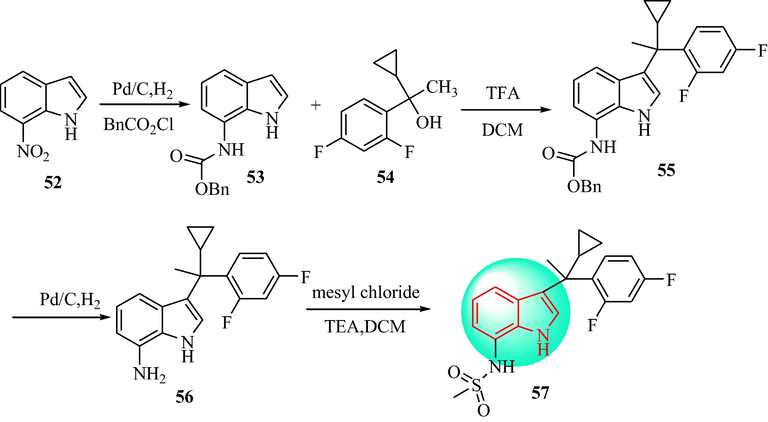 Synthetic route of compound 57.