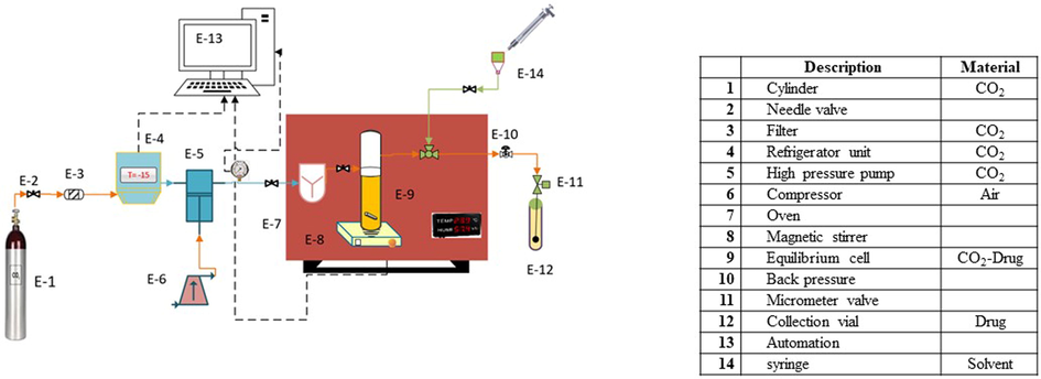 Experimental apparatus for supercritical solubility measurement.