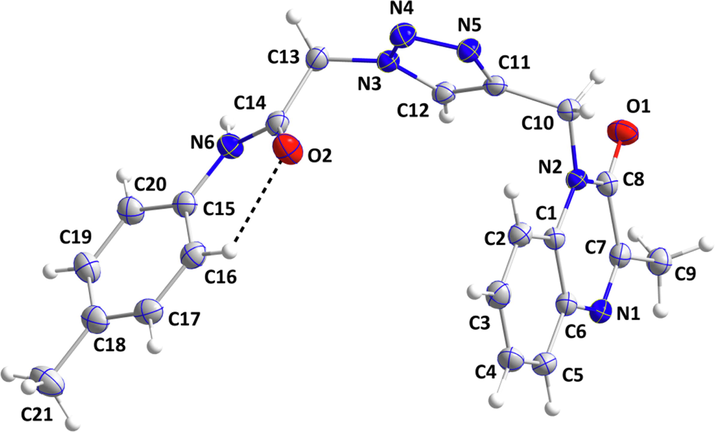 The MOQTA molecule with labeling scheme and 50% probability ellipsoids.