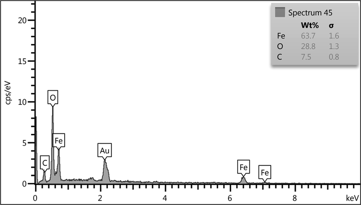 EDX spectrum of Fe3O4/Pectin NPs.