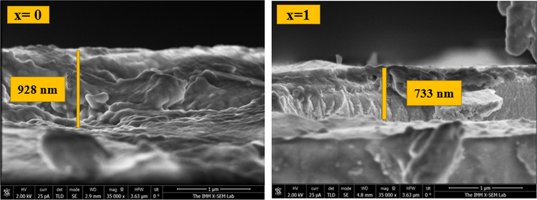 Cross-section views of CFTS and CATS films for scale of 1 µm.