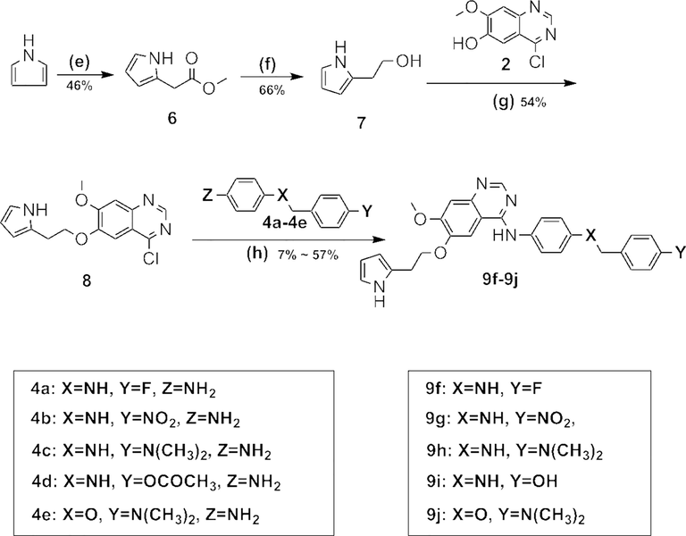 Synthetic procedure for compounds 9f–9j.