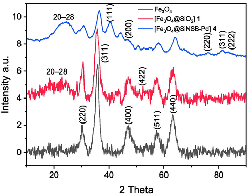 XRD spectra of synthesized materials.