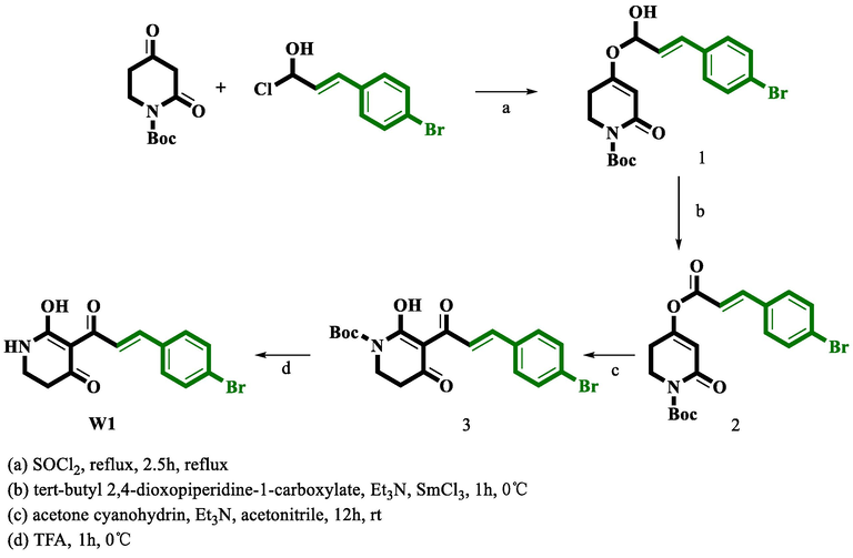 Route for the synthesis of compound W1.