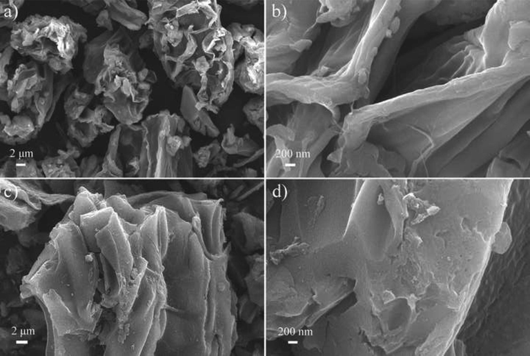 SEM images of (a and b) QL and (c and d) PCQL.