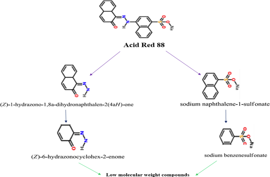 Acid Red 88 dye decomposition pathway.
