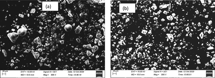 Morphology of silica by SEM (a) Conventional silica (b) Rice husk silic.