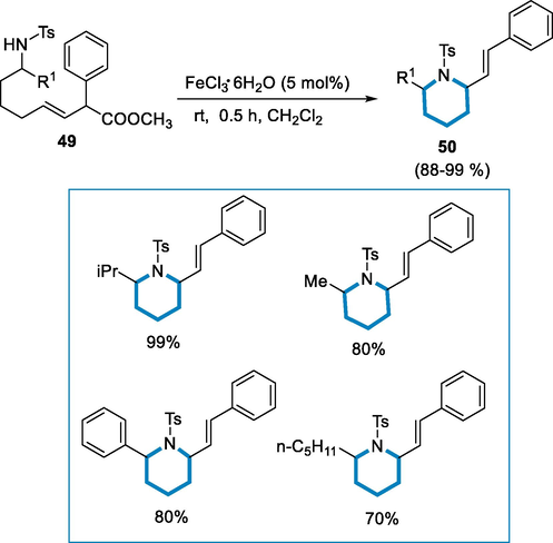 Synthesis of 2,6-disubstituted-piperidine by using FeCl3·6H2O.