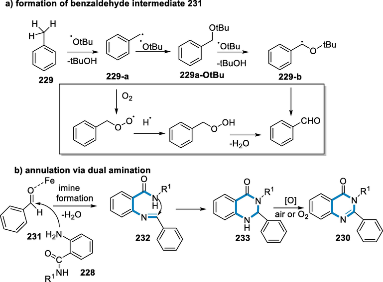 Mechanistic pathway for the synthesis of quinazolinones.