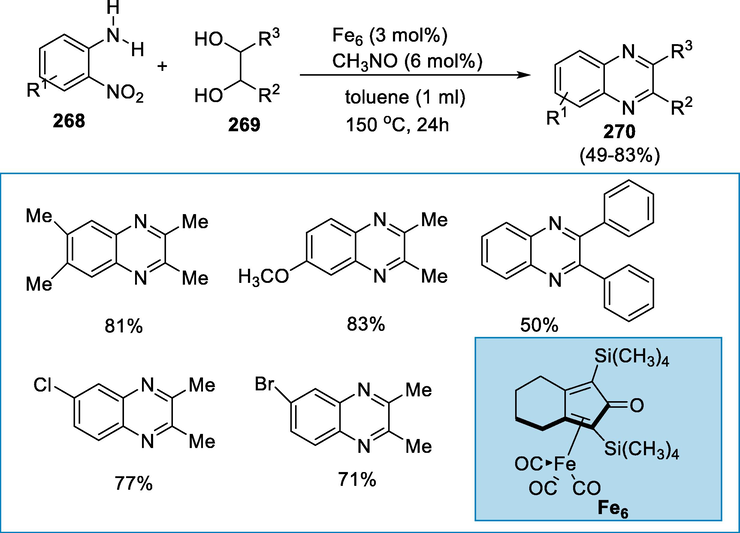 One-pot synthesis of quinoxalines by iron-catalyst.