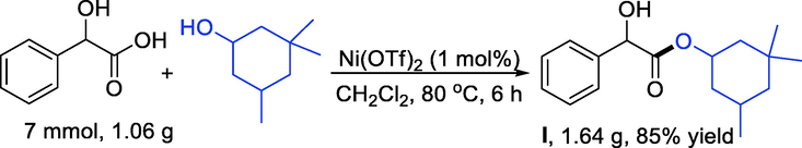 Gram-scale synthesis of cyclandelate (I).