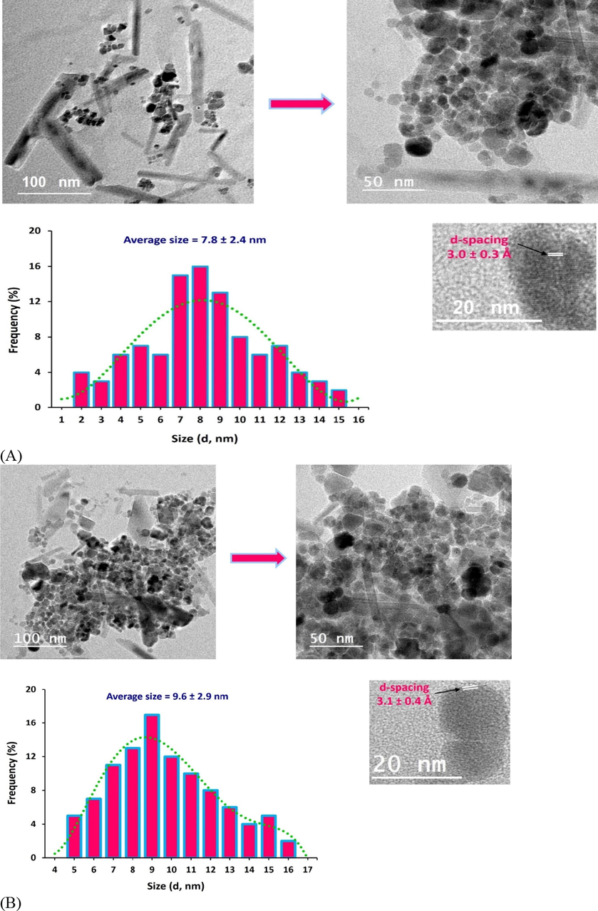 TEM images for the prepared CQDs; [a] hydrothermal (HT) and [b] Infrared (IR).