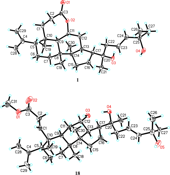 Crystal structures of compounds 1, and 18.