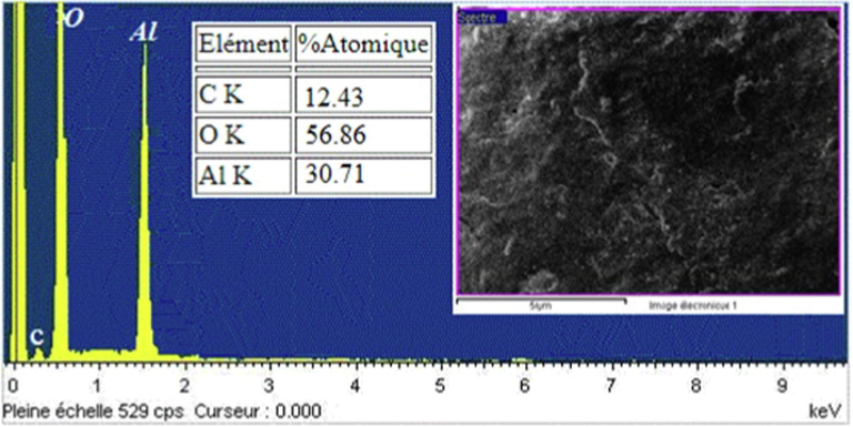 EDS spectrum of α-Al2O3 sample sintered at 1450 °C.